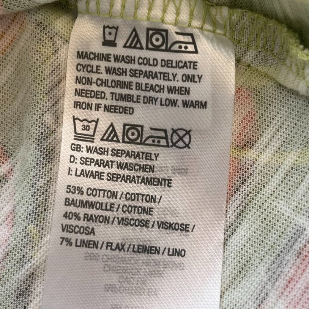 naturals d&co Sleeveless Tropical Print Tank Top XXS Green Linen Blend - Picture 8 of 8